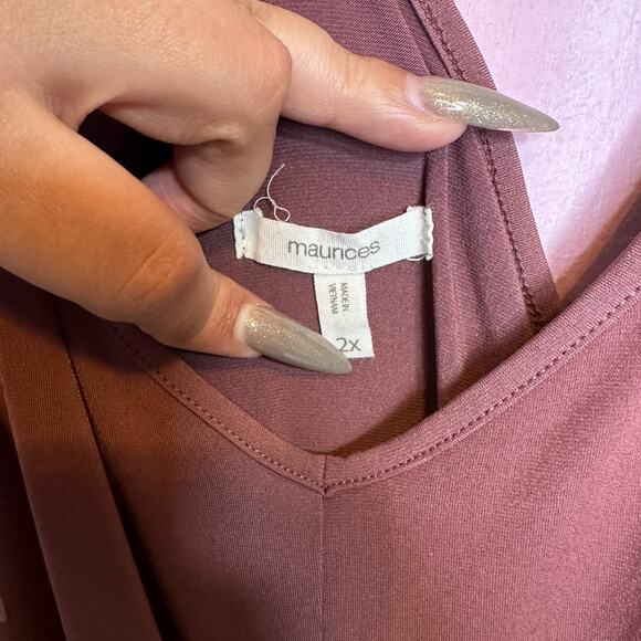 Maurices Racer Back Faux Wrap Midi Knot Front V Neck Strappy Dress Size 2X - Picture 4 of 5